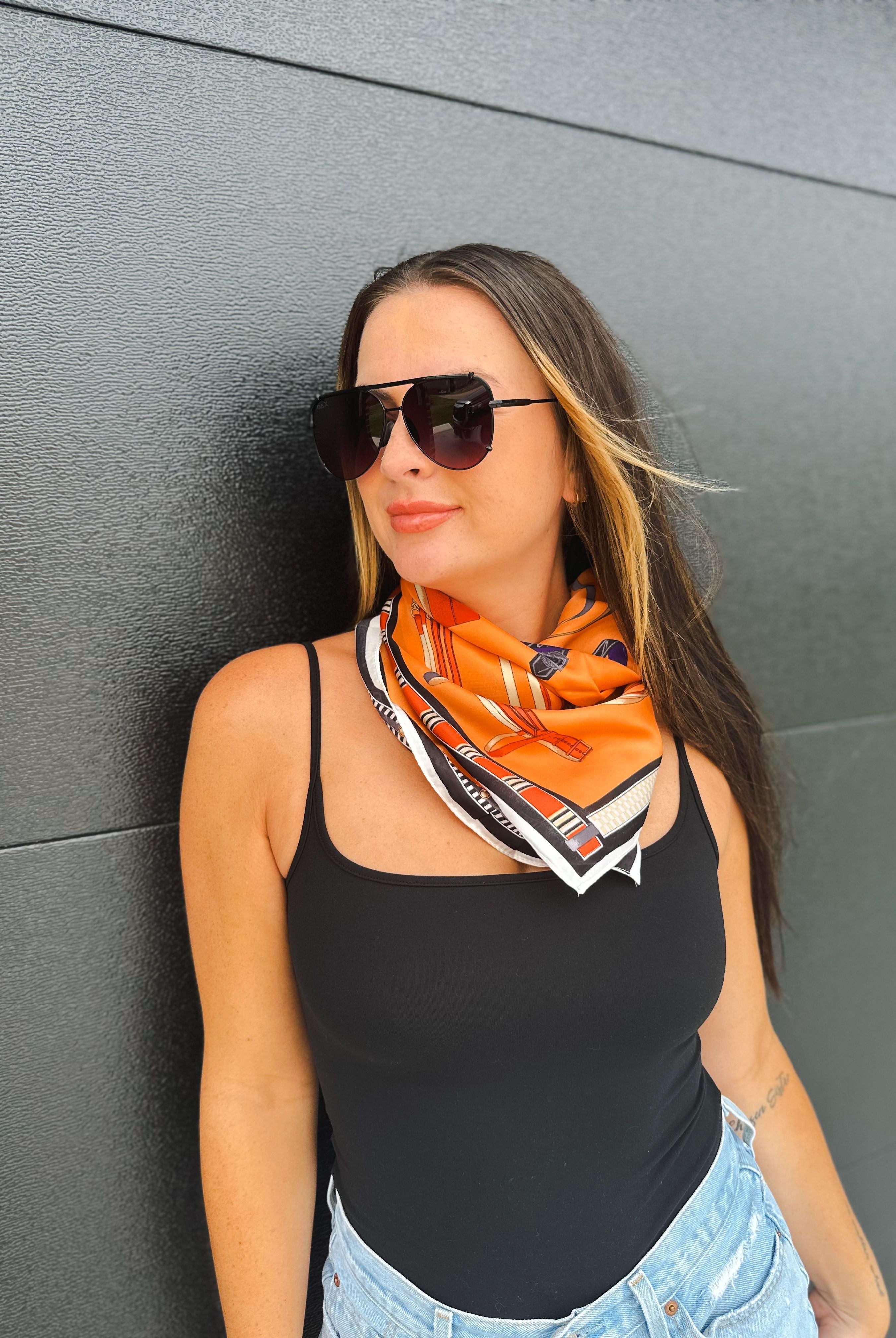 ORANGE EQUESTRIAN PRINT SCARF