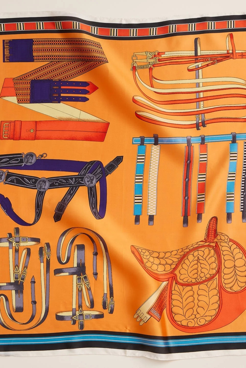 ORANGE EQUESTRIAN PRINT SCARF