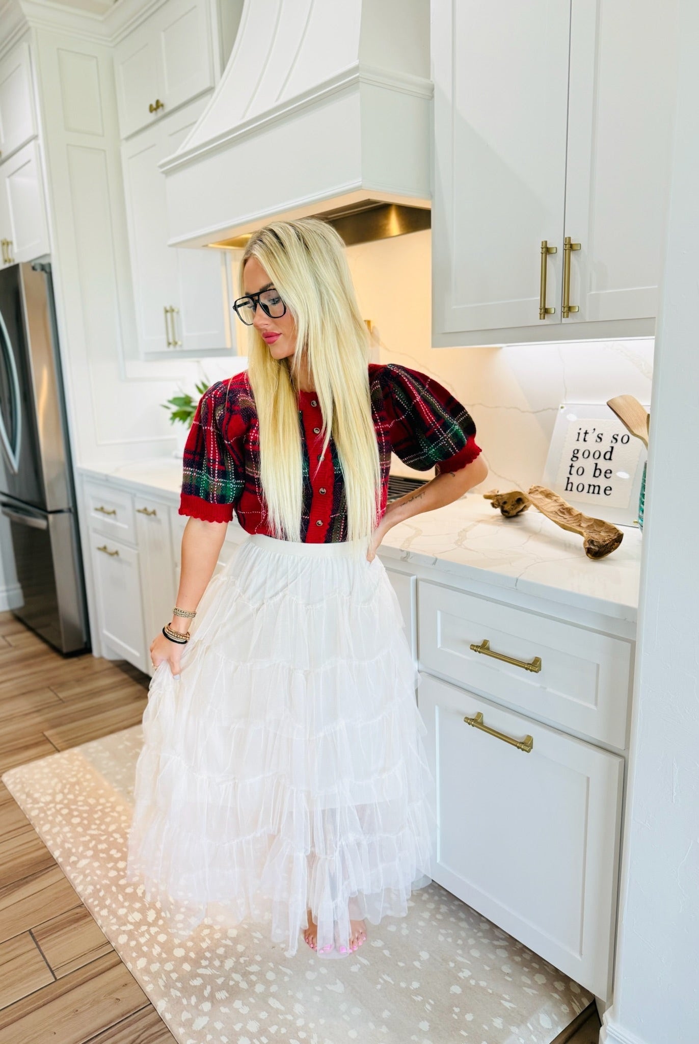 PALE TAUPE TIERED RUFFLE MESH MIDI SKIRT - Bottoms