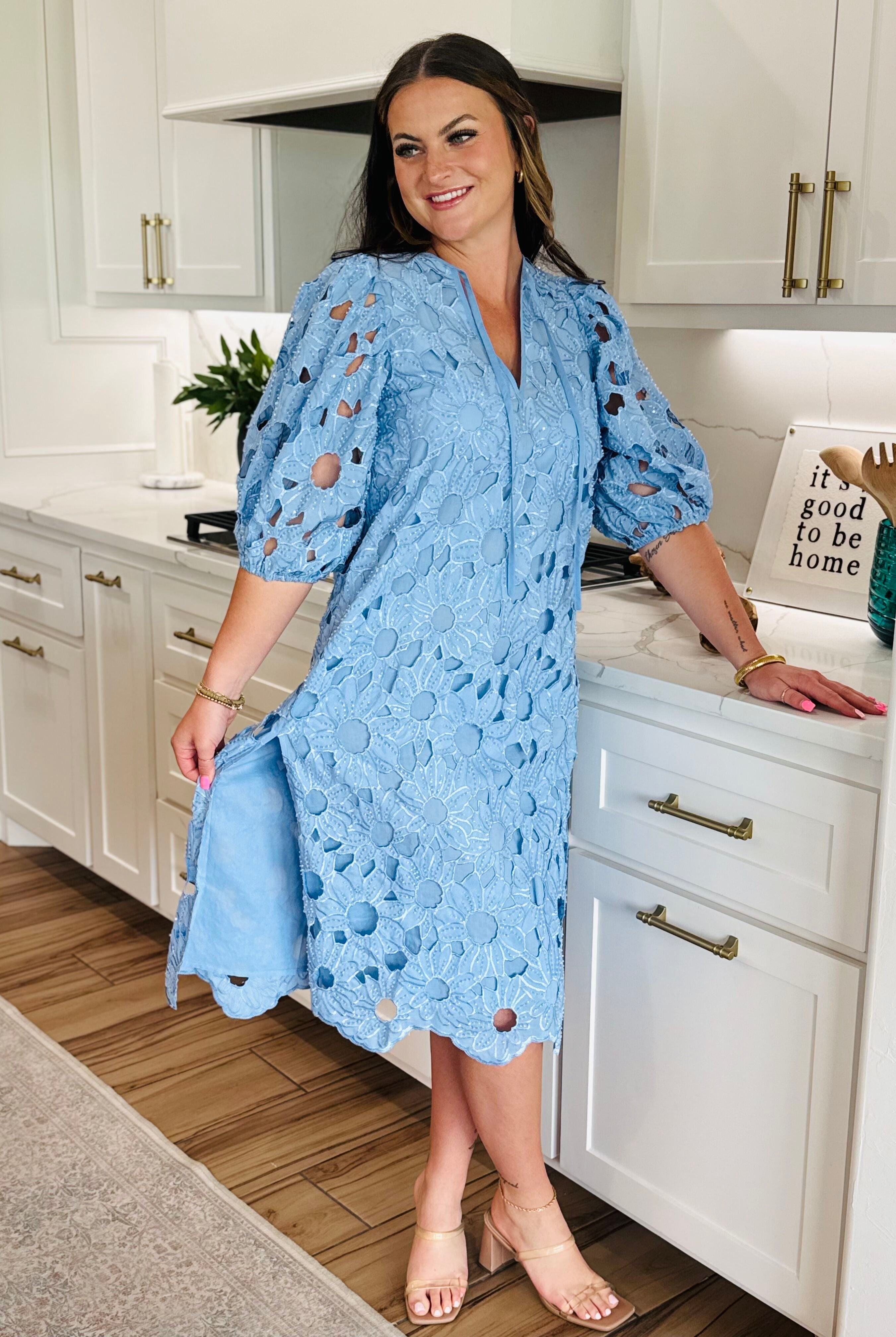 Pamela Poppy Maxi Dress by Buddy Love featuring intricate lace and shimmering sequin detailing for a graceful glam look.