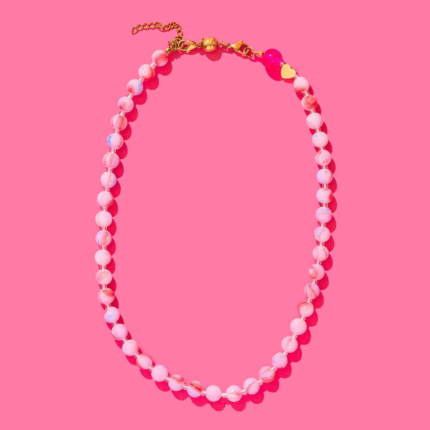 PINK STONE BEADED NECKLACE- MABEL - Necklaces