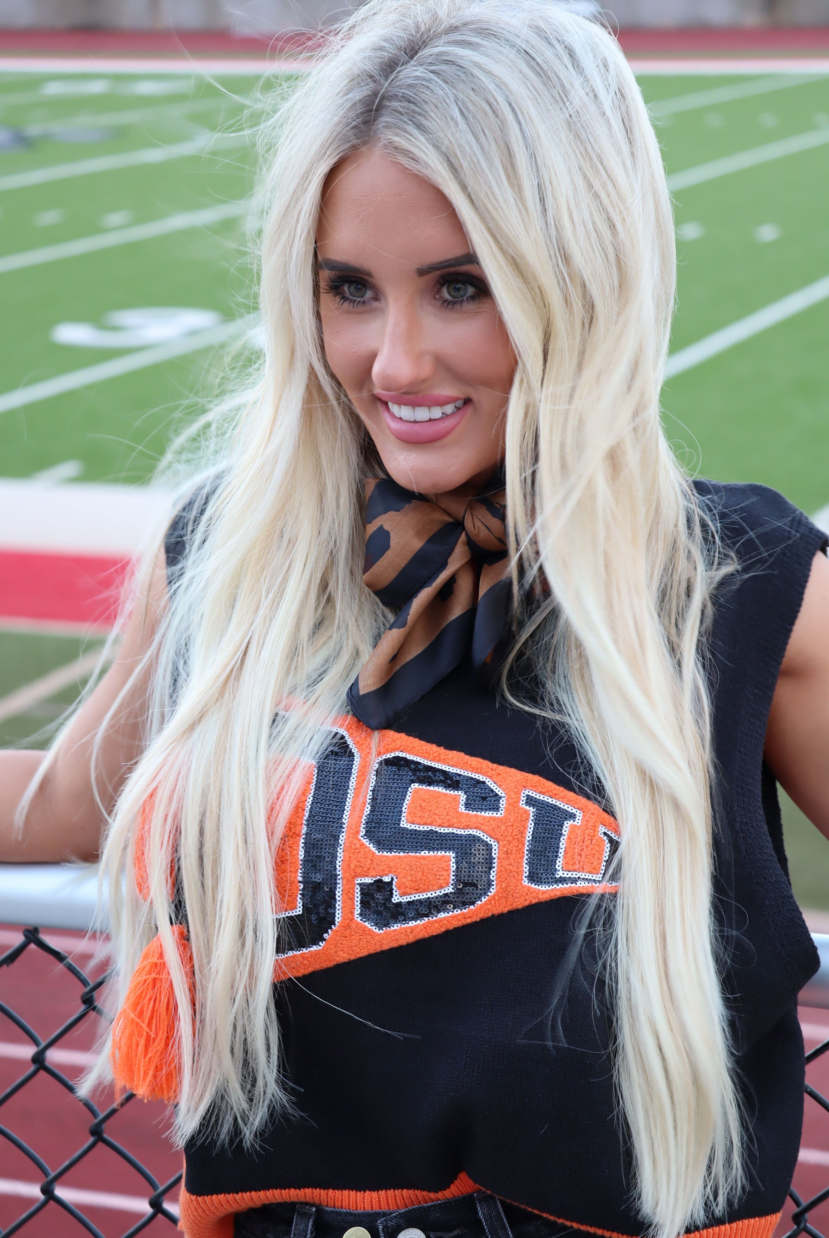 QUEEN OF SPARKLES OSU PENNANT SWEATER TANK - Tops