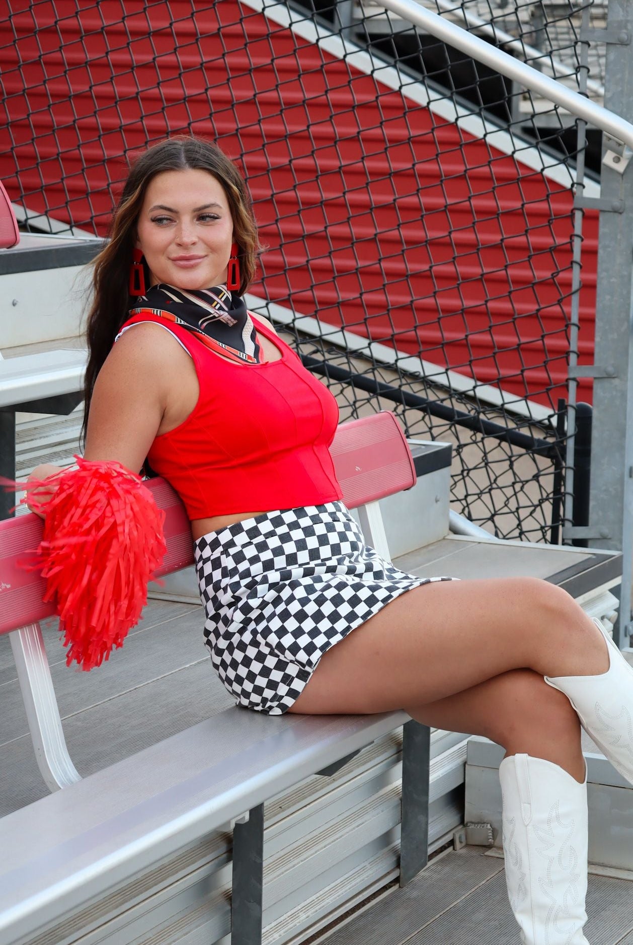 RED CORSET SEAM DETAIL CROP TANK TOP - Tops