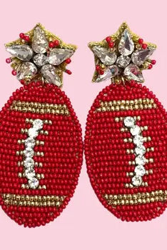 SPARKLING AND BEADED RED AND GOLD FOOTBALL SPIRIT EARRINGS- GAME DAY STATEMENT (Copy)