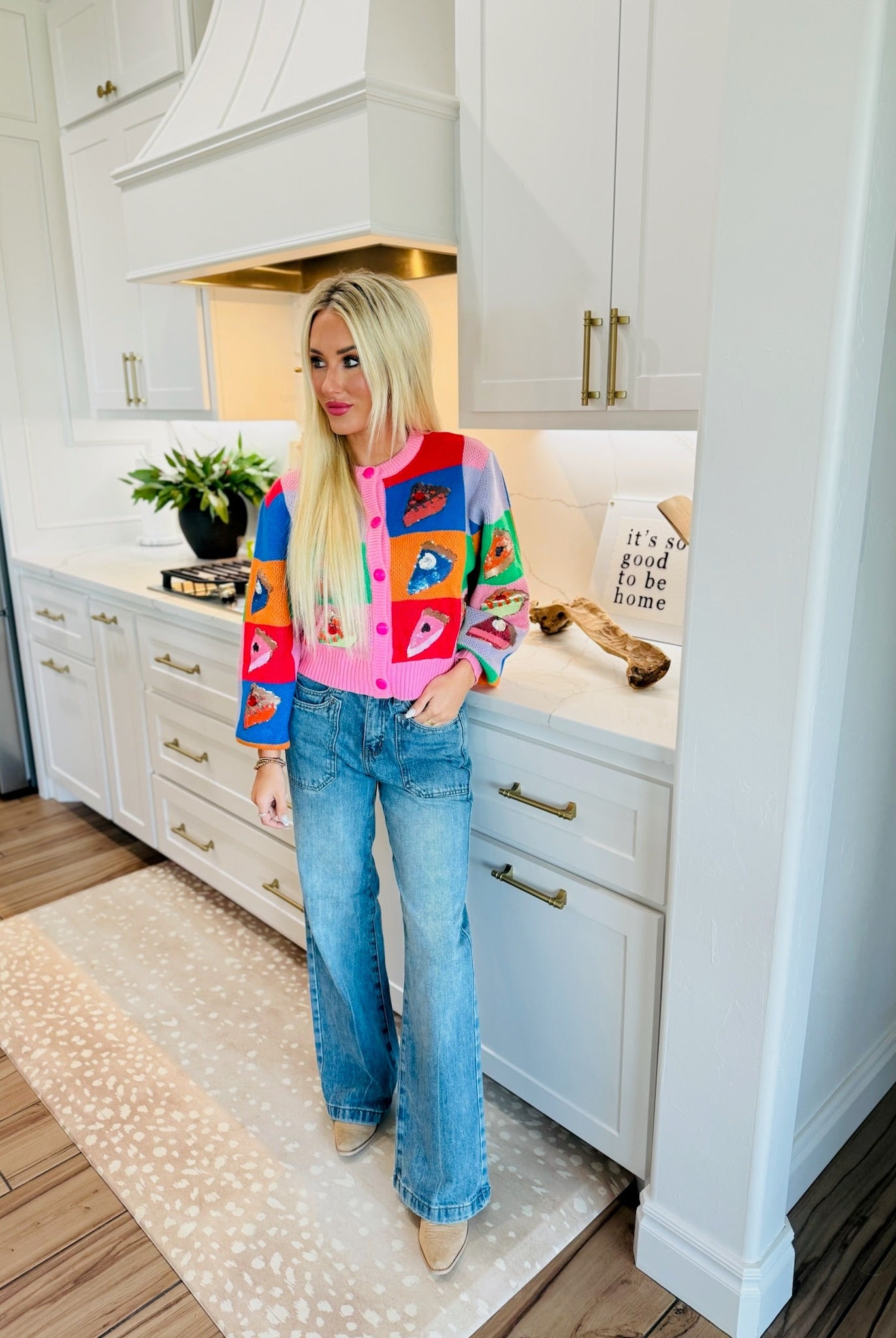 SAIGE DENIM HIGH-RISE DOUBLE POCKET WIDE-LEG HEART-BACK JEANS - Bottoms