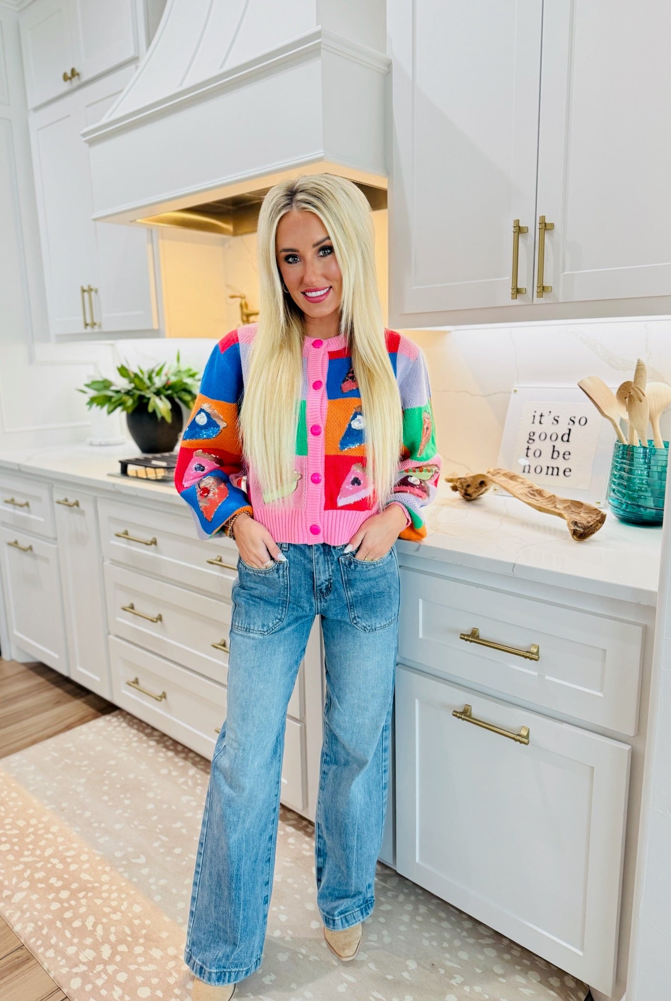 SAIGE DENIM HIGH-RISE DOUBLE POCKET WIDE-LEG HEART-BACK JEANS - Bottoms