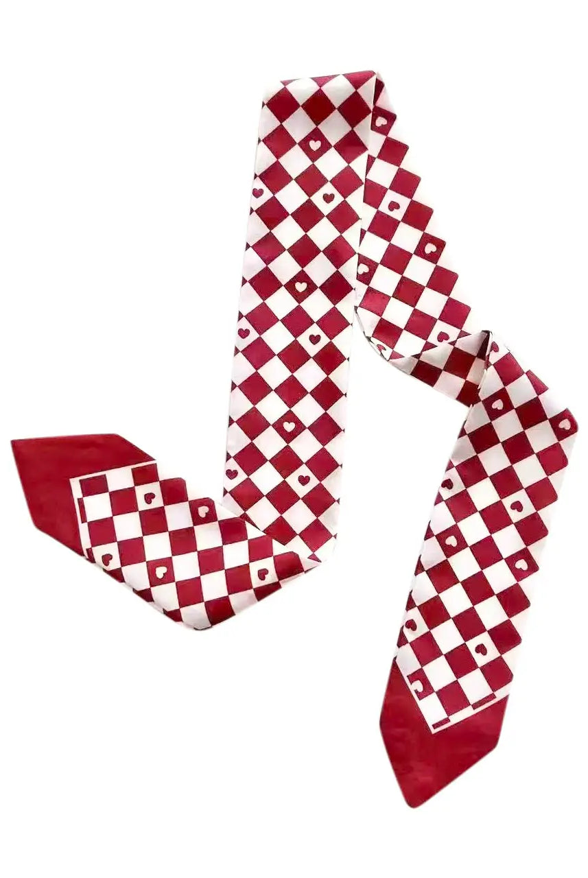 SATIN SCARF FOR INITIALS OR CHARM BRACELET AND/OR NECKLACE - CRIMSON HEART KNOTTED