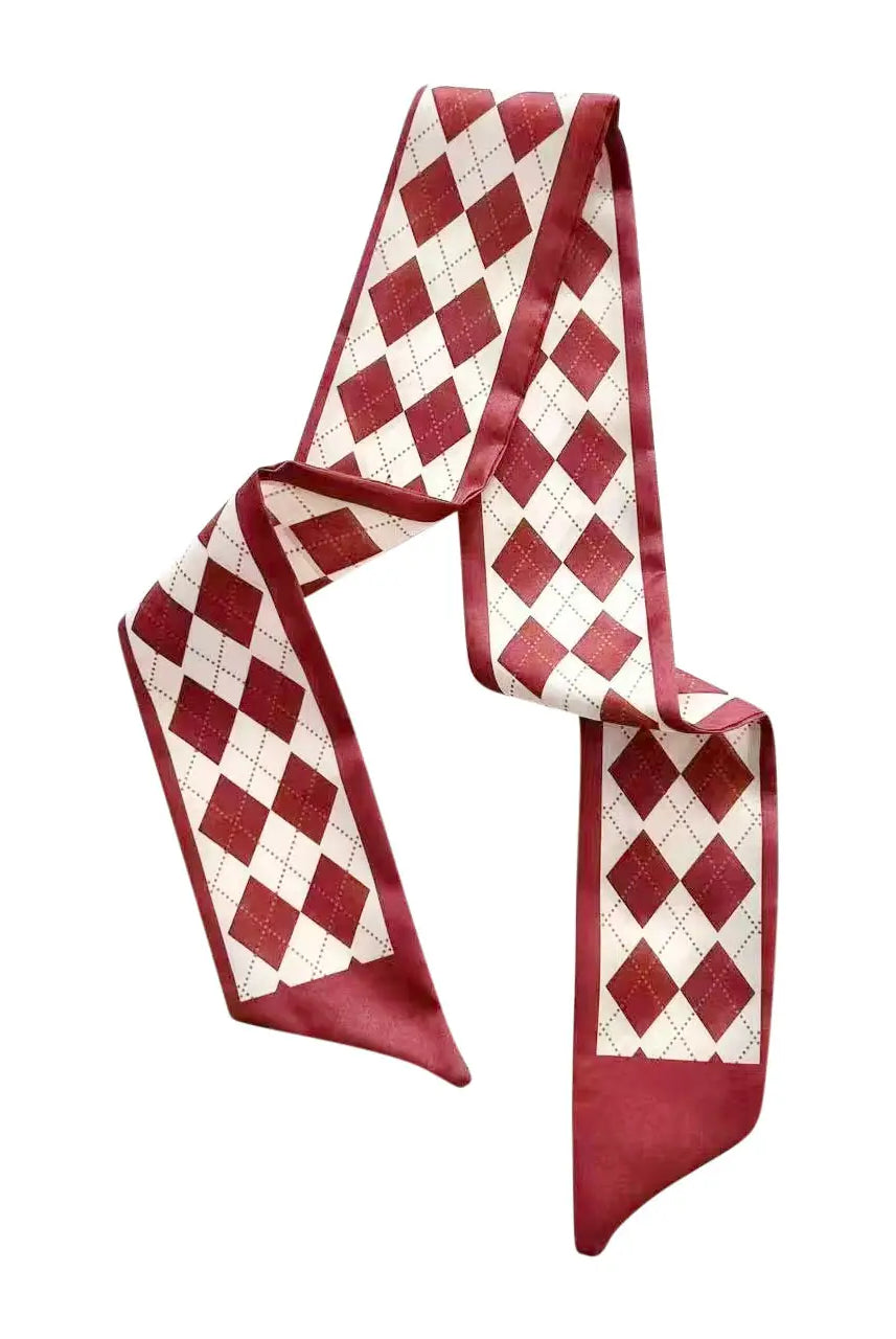 SATIN SCARF FOR INITIALS OR CHARM BRACELET AND/OR NECKLACE - CRIMSON