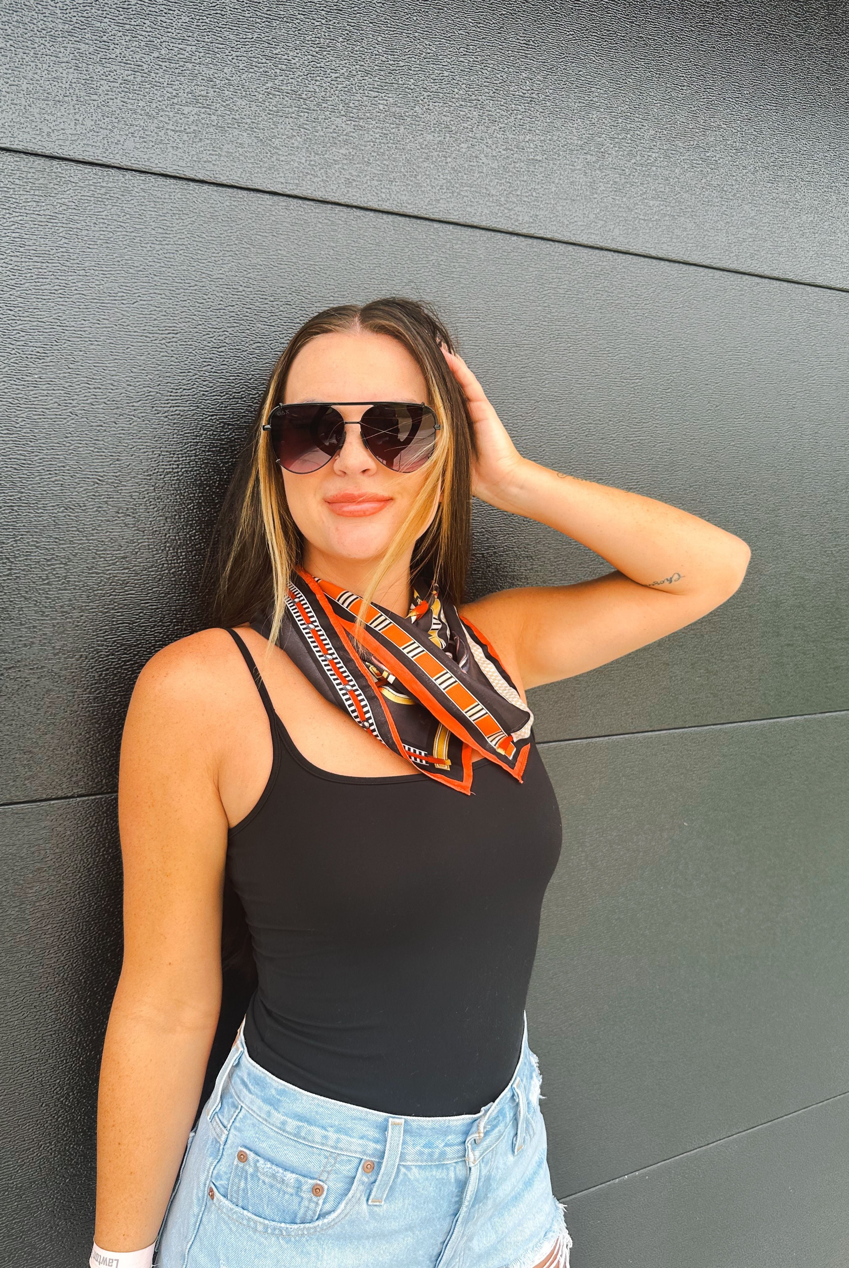 SILK SQUARE SCARF WITH EQUESTRIAN SADDLE PRINT