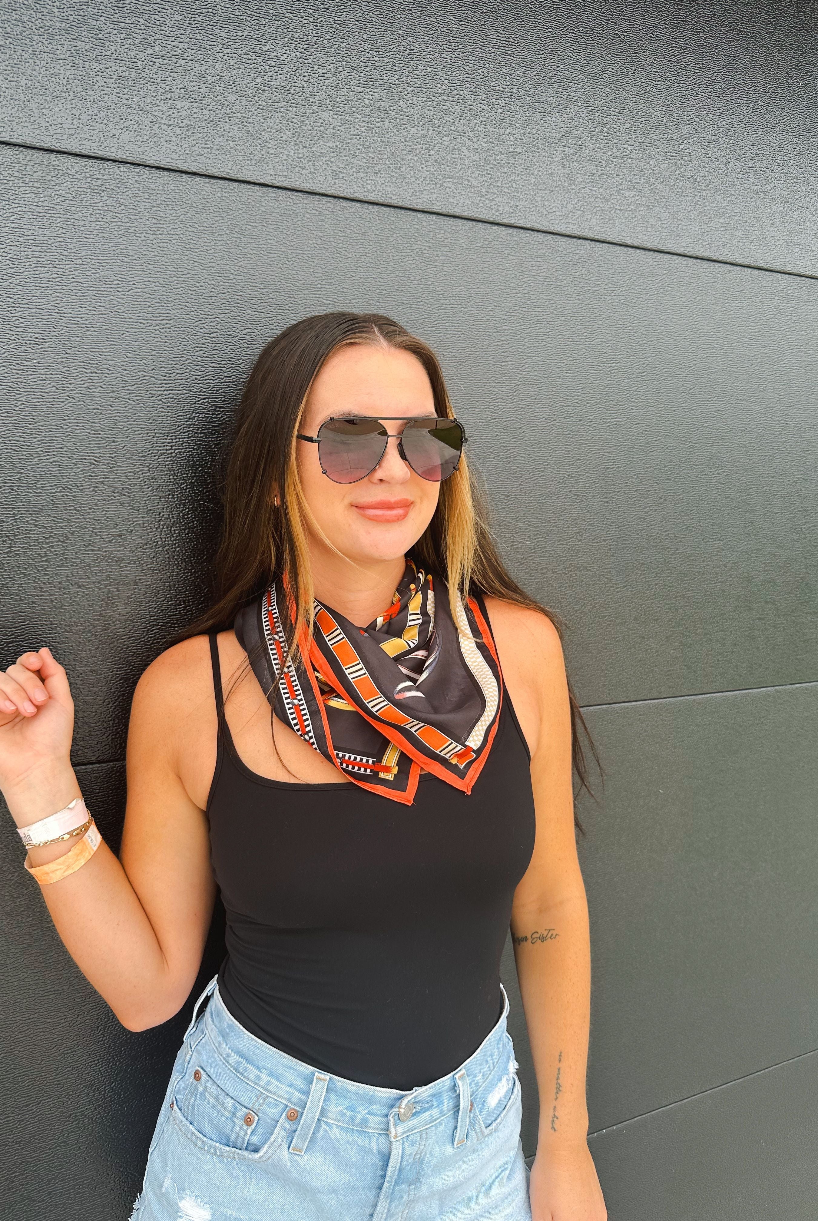 SILK SQUARE SCARF WITH EQUESTRIAN SADDLE PRINT