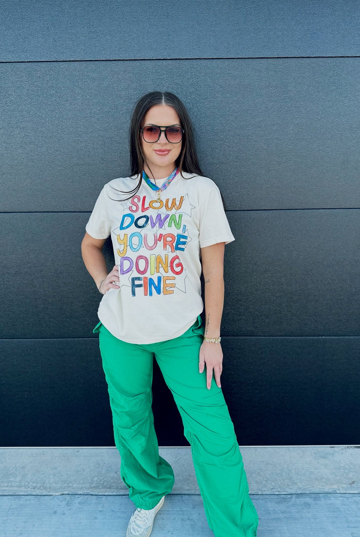 SLOW DOWN YOU’RE DOING FINE TEE- CREAM - Tops