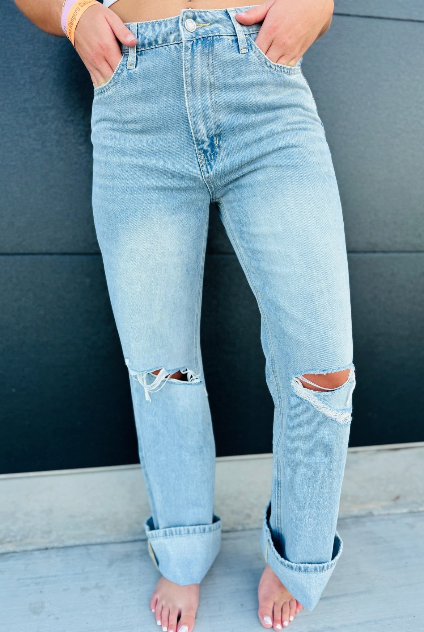 VERVET 90’S VINTAGE SUPER HIGH RISE FLARE JEANS - Bottoms