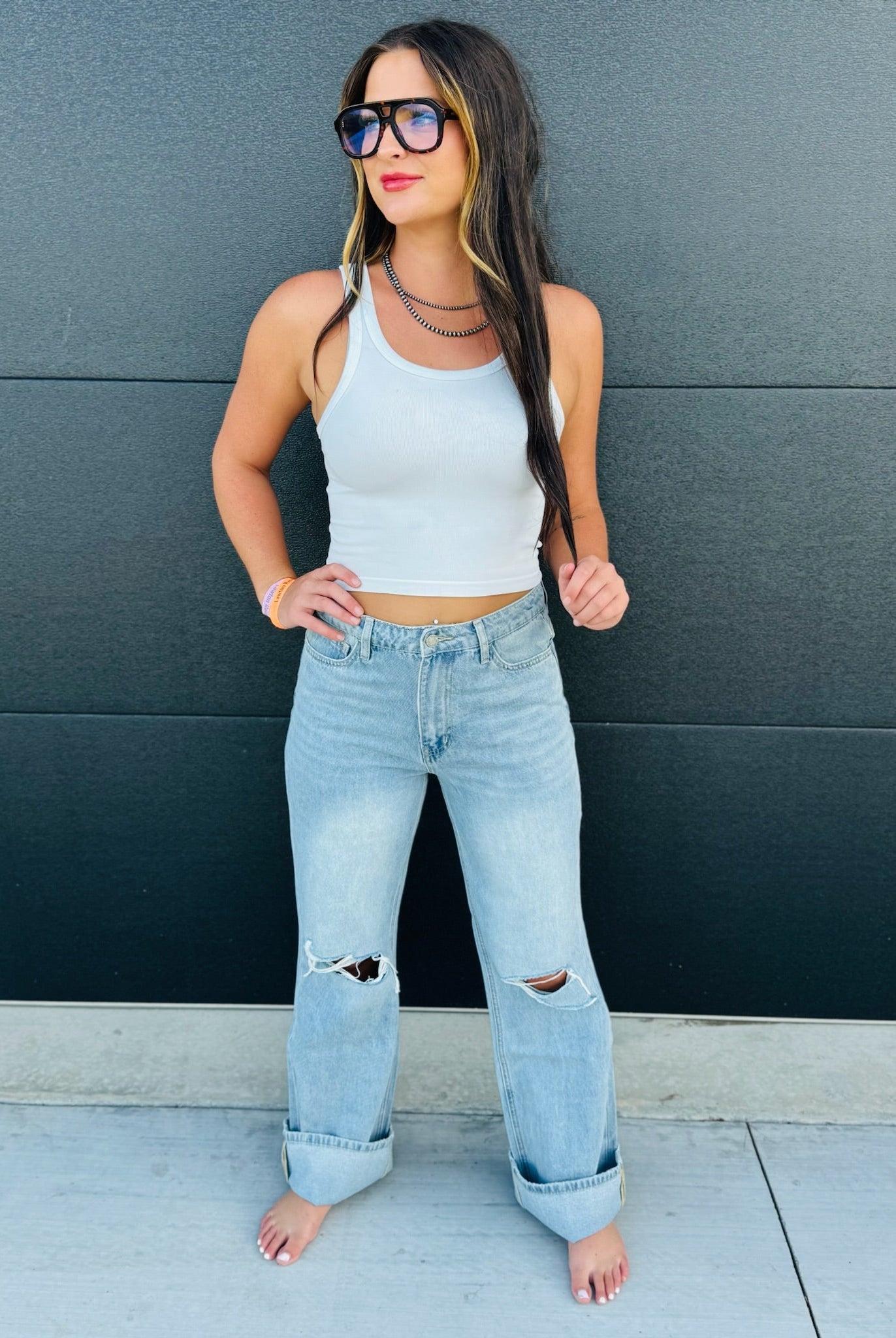 VERVET 90’S VINTAGE SUPER HIGH RISE FLARE JEANS - Bottoms