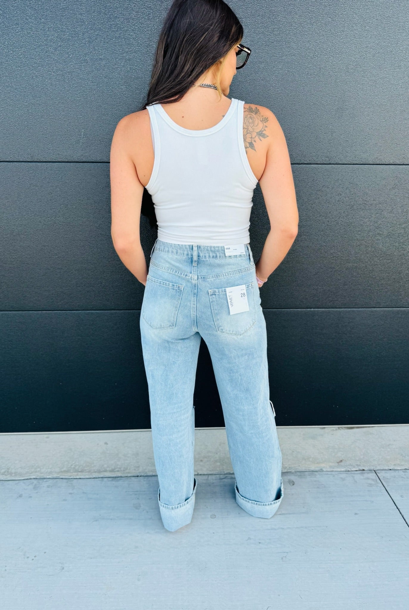 VERVET 90’S VINTAGE SUPER HIGH RISE FLARE JEANS - Bottoms
