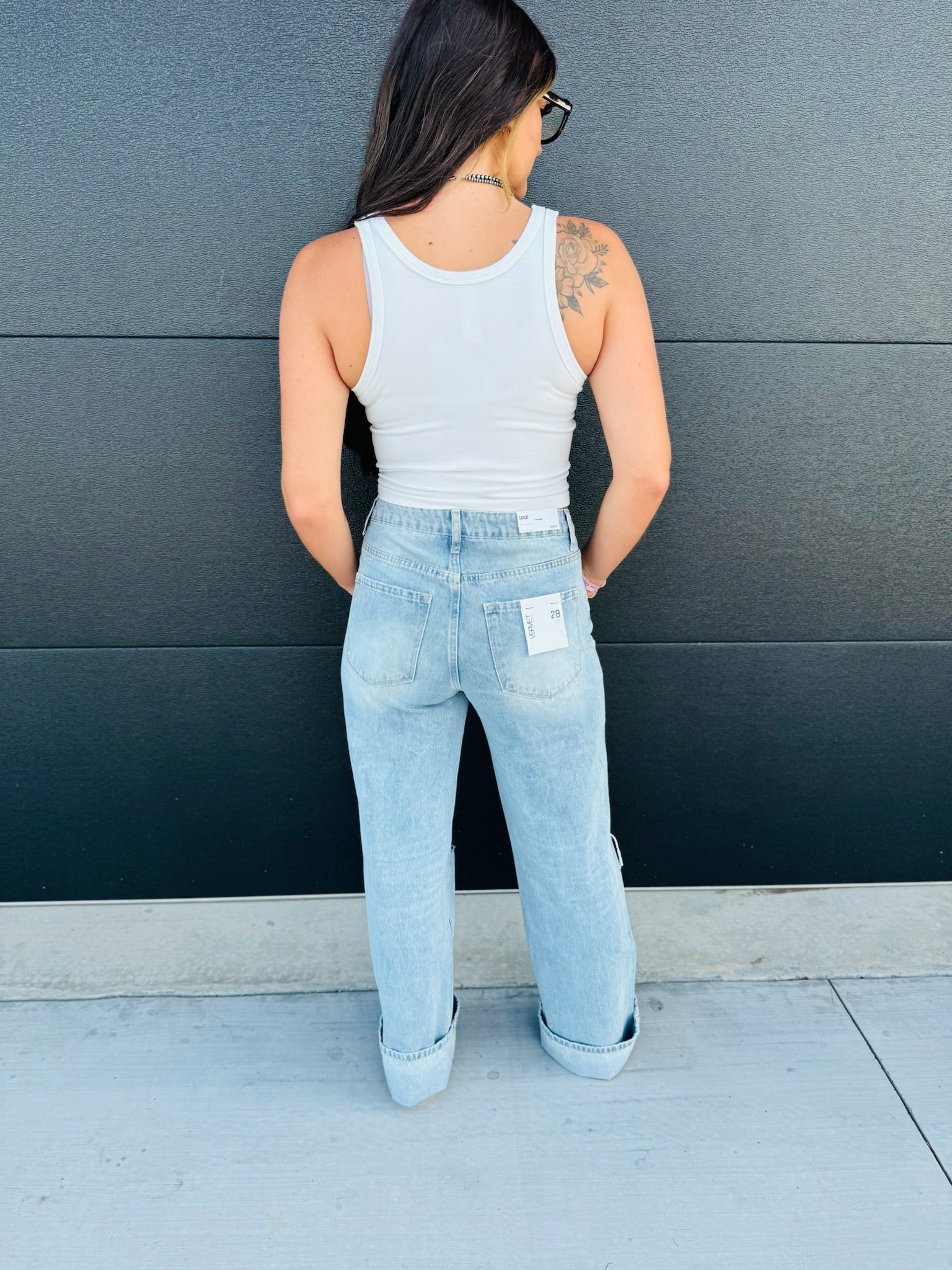 VERVET 90’S VINTAGE SUPER HIGH RISE FLARE JEANS - Bottoms