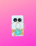 Stylish GLASS TOP HOOP EARRINGS-BLACK by Taylor Shaye, featuring lightweight design and colorful glass accents, perfect for any occasion.