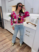 QUEEN OF SPARKLES HOT PINK NEW YEARS EVE ICON CARDIGAN - Tops