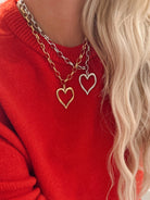 Large Open Heart Necklace in gold, perfect for all of life's adventures, water resistant with a lifetime warranty.