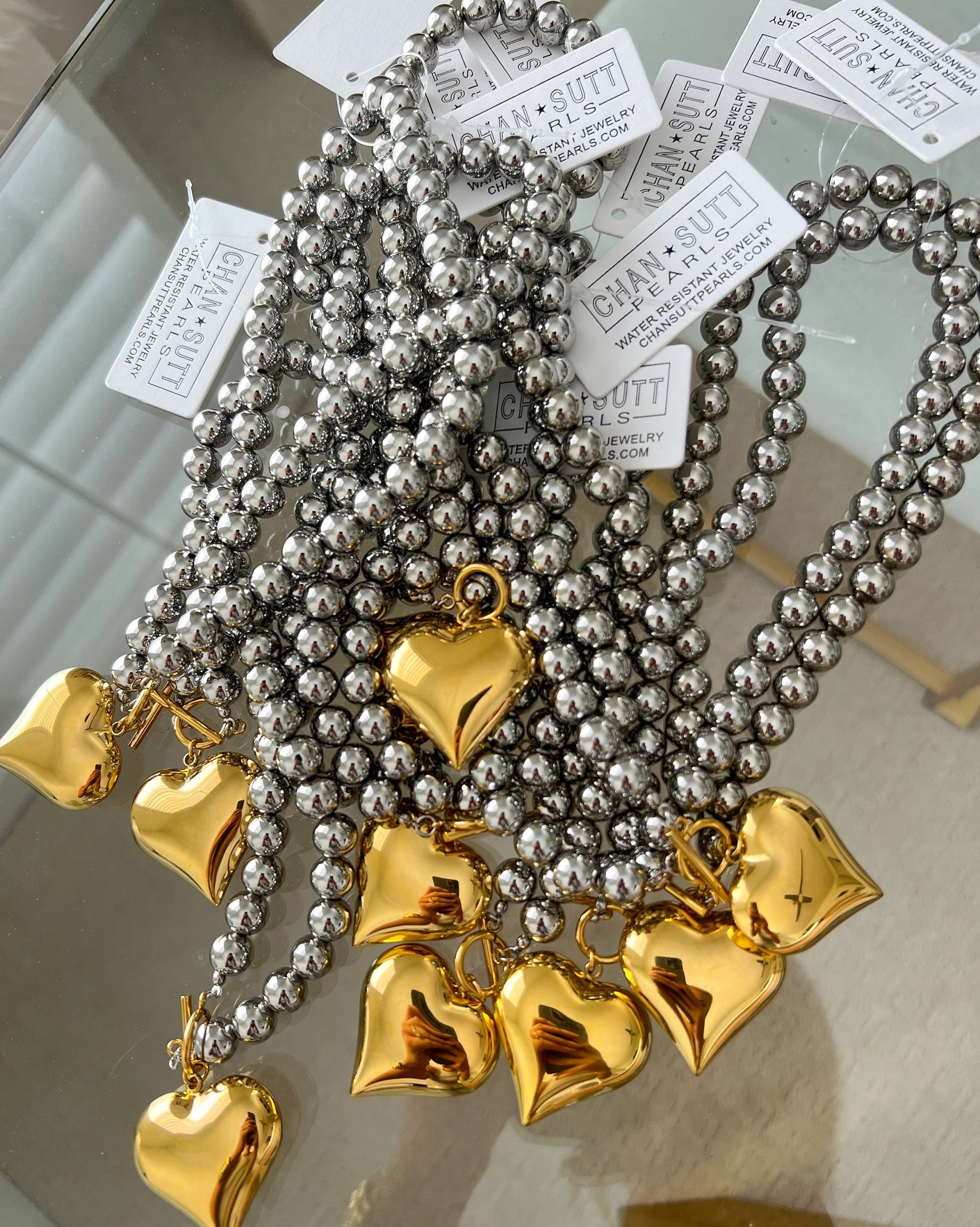 Beautiful Glam Heart Necklace displayed elegantly, showcasing its durable design and lifetime warranty, ideal for those who love fashionable accessories.