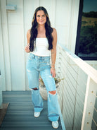 90’S VINTAGE SUPER HIGH RISE FLARE JEANS- VERVET - Bottoms