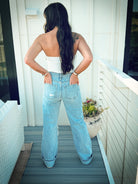 90’S VINTAGE SUPER HIGH RISE FLARE JEANS- VERVET - Bottoms