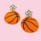 BEADED AND SPARKLING BASKETBALL EARRINGS- GAME DAY STATEMENT - Earrings