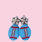 BEADED AND SPARKLING RED AND BLUE FOOTBALL EARRINGS- GAME DAY STATEMENT - Earrings