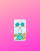 Stylish Glass Top Hoop Earrings in Green by Taylor Shaye, lightweight and colorful, perfect for any occasion, ideal for pairing with your favorite outfit or special event attire.
