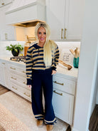 MULTI-COLOR NAVY & BUTTER HOODED KNIT SET- COZY WINTER SET - SET