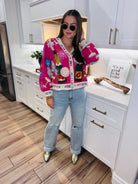 QUEEN OF SPARKLES HOT PINK NEW YEARS EVE ICON CARDIGAN - Tops
