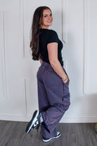 Versatile Mineral Washed Flap Pocket Knit Cargo Pants in a trendy color, perfect for adding a utilitarian touch to your wardrobe.