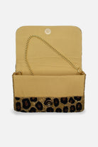 LEOPARD ROSE BEADED CLUTCH- DETACHABLE CHAIN CROSSBODY