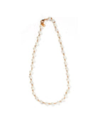 Logan Pearl Necklace by Linny Co, 19-inch gold chain featuring a stunning pearl pendant, crafted from hypoallergenic surgical-grade stainless steel, perfect for formal occasions and everyday wear.