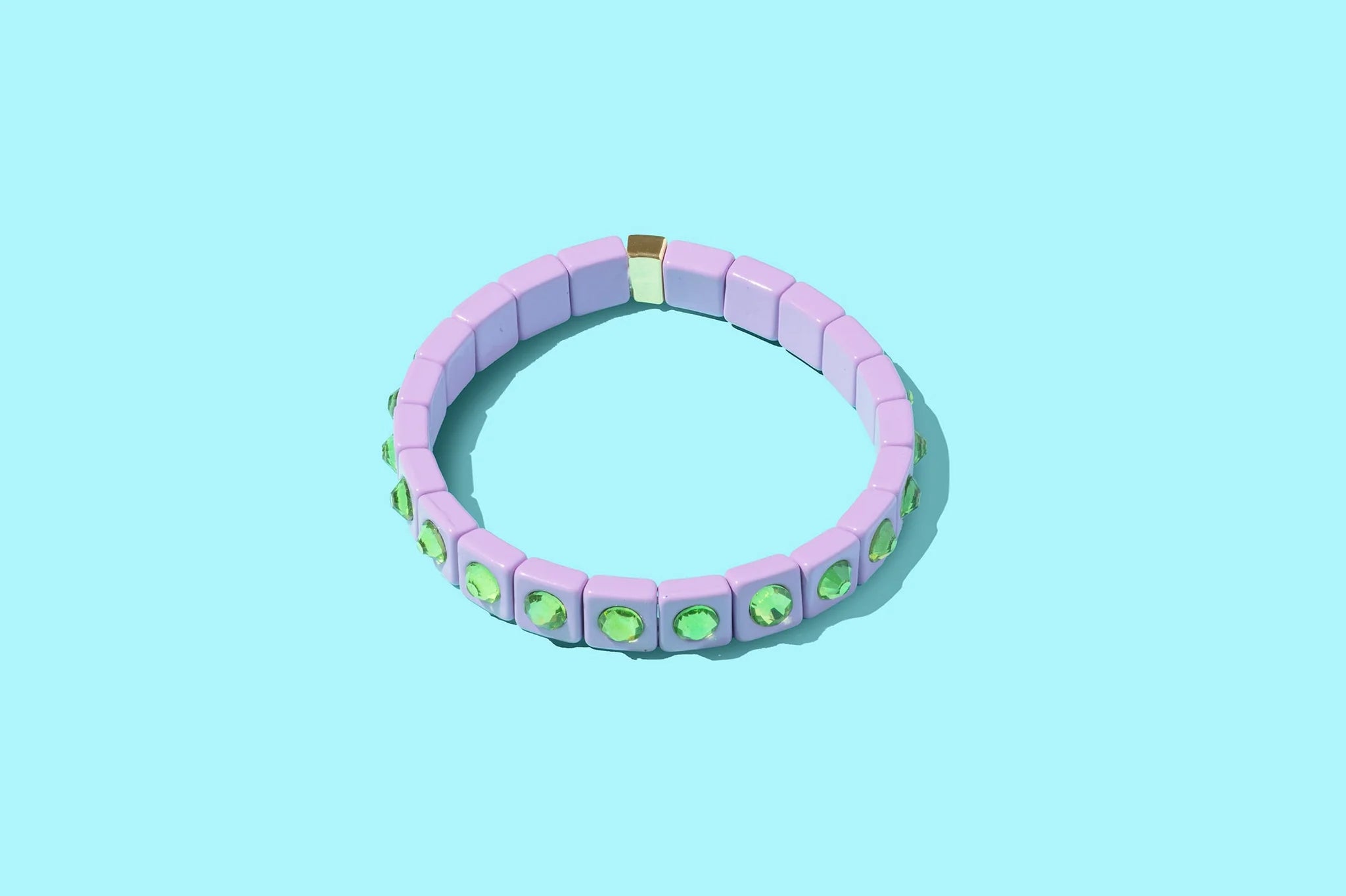 Close-up view of the Maeve Enamel Bracelet, showcasing its delicate design and stretch-fit feature, ideal for comfortable and fashionable wear.