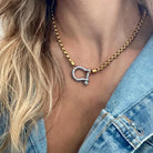 Close-up view of the 18K Stainless Steel Rope Buckle Chunky Necklace highlighting the detailed buckle pendant.
