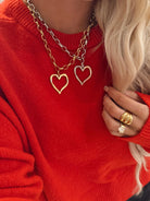 Elegant Large Open Heart Necklace in silver, ideal accessory for any outfit, available at 16-18 inches.