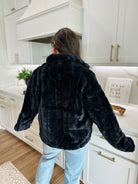 BLACK FAUX FUR JACKET - Tops