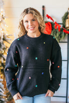 BLACK MULTI- COLOR JEWELED SWEATER