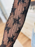 BLACK RIBBON FLORAL SHEER TOP