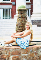 BLUE AND WHITE EYELET SKIRT AND RIC RAC TRIM DETAIL - Bottoms