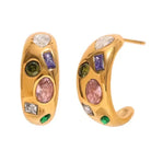 BRITTON GOLD HOOPS WITH COLORFUL JEWELS - Earrings