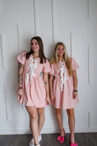 Bubble Textured Mini DressBubble Textured Bow Tie Front Mini Dress with Bubble SleevesAurea Lux Collective