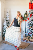 CONTRAST BLACK AND IVORY LACE RUFFLE LAYERED DRESS - Dress