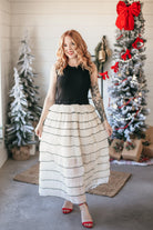 CONTRAST BLACK AND IVORY LACE RUFFLE LAYERED DRESS - Dress