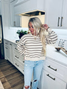 CREAM AND CAMEL STRIPE SWEATER - Tops