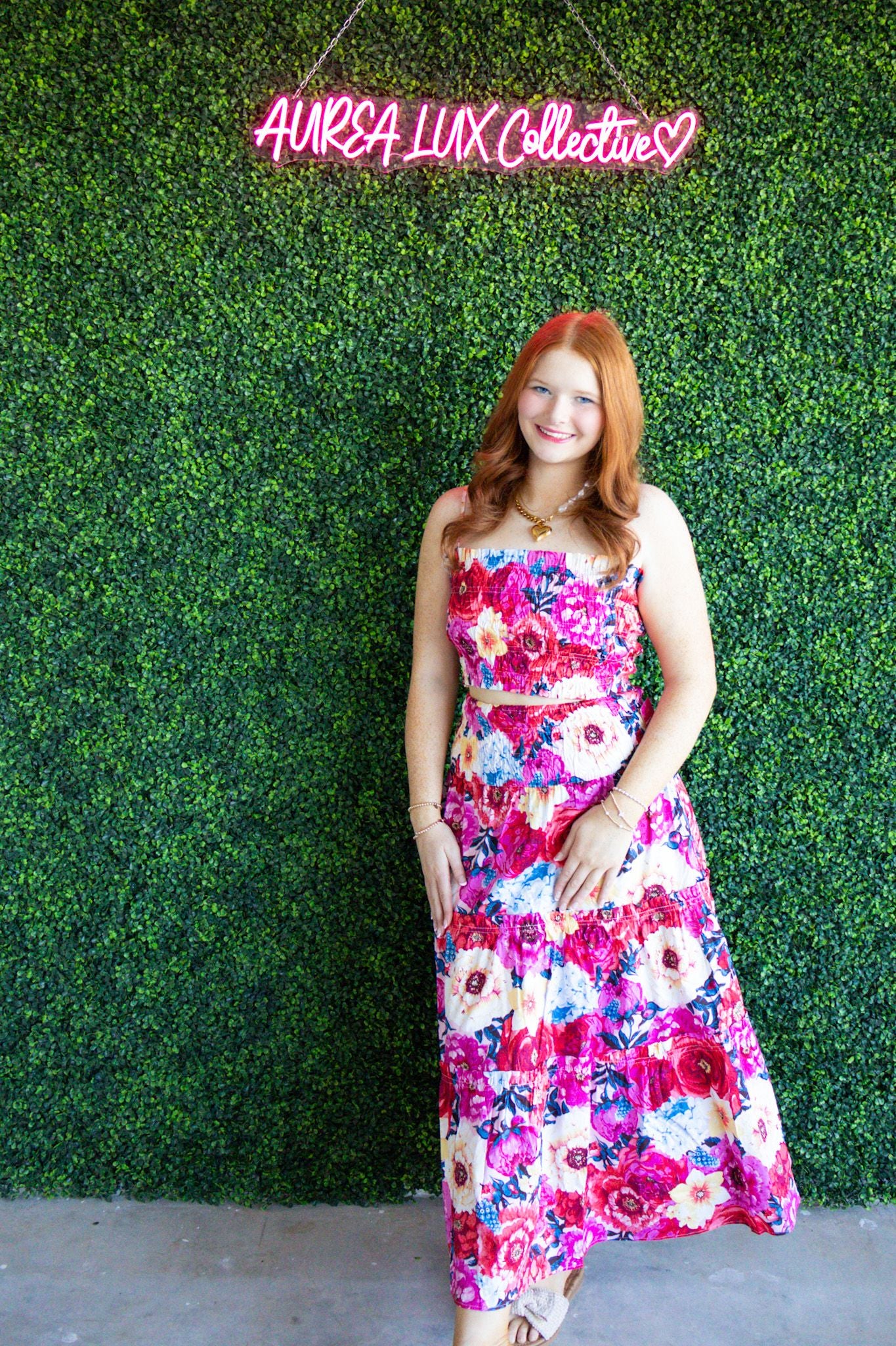 Stylish Tamra Jubilee Top and Maxi Skirt Set by Buddy Love, featuring a smocked cropped tank and a tiered maxi skirt, perfect for your next vacation.