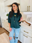 DARK GREEN ENTRO OVER-SIZED TEE - Tops