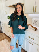 DARK GREEN ENTRO OVER-SIZED TEE - Tops