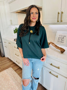 DARK GREEN ENTRO OVER-SIZED TEE - Tops