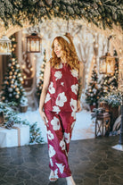 ENTRO BROCADE SILVER & RUBY DRESSY PANT SET - SET